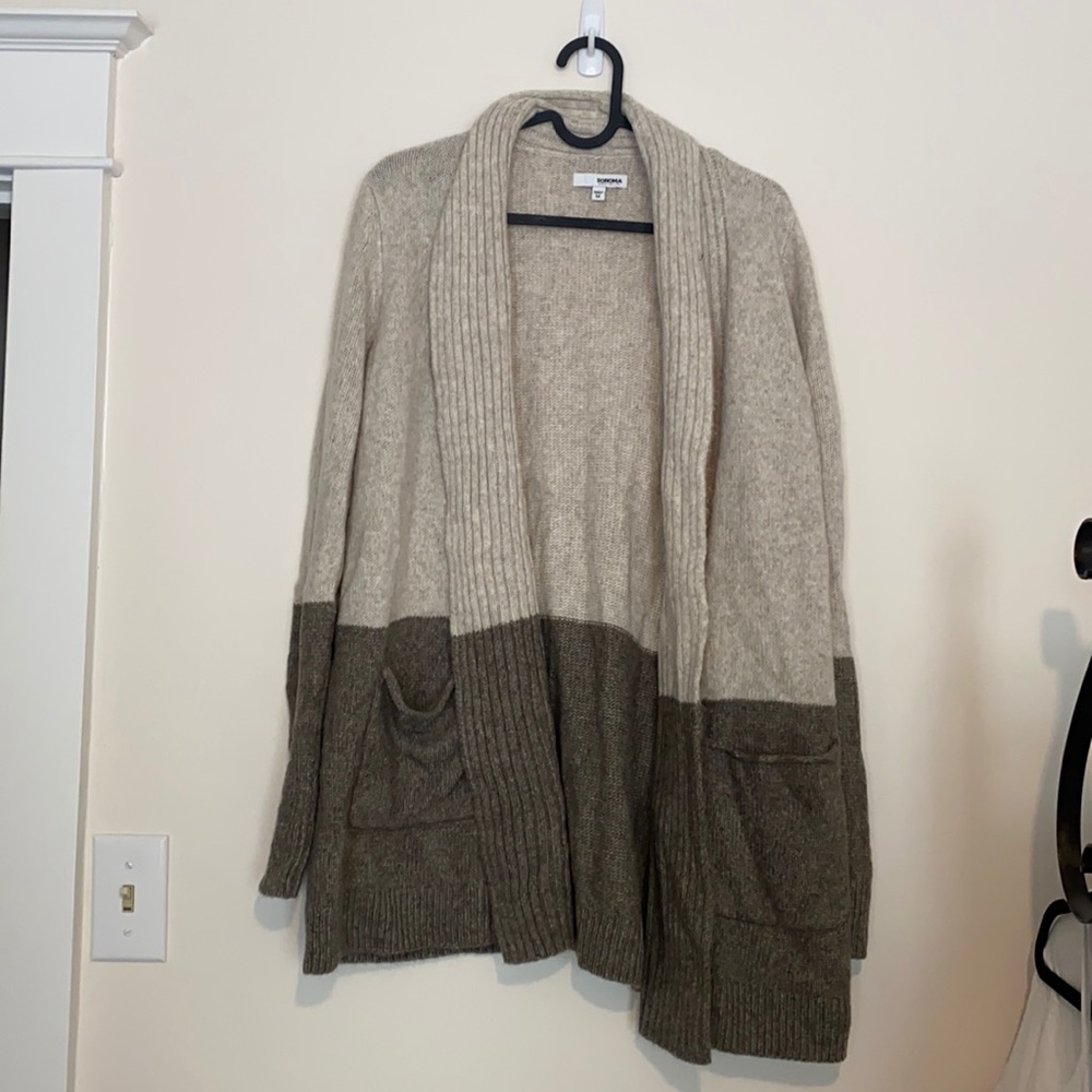 Sonoma Brown and Oatmeal Open Cardigan